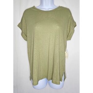 Cupio Blush Women's Sage Green Short Sleeve Linen Blend Blouse‎ Size XS